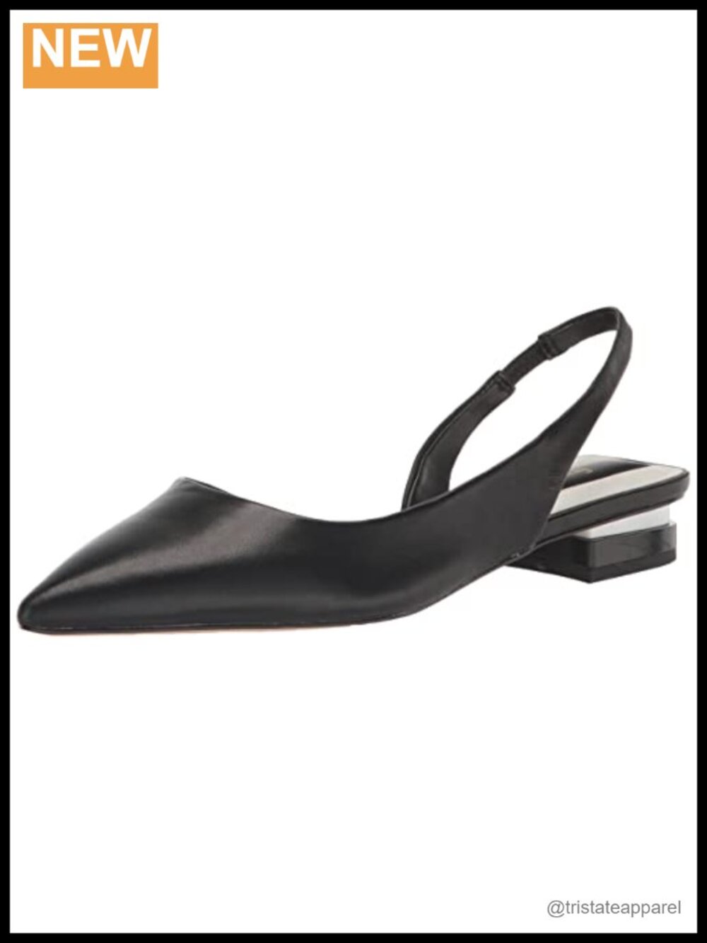 Leather Slingback Low Block Heel Pointed Toe Pump
